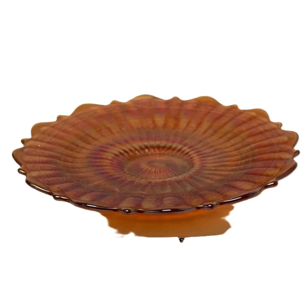 Fenton‎ Stippled Rays with Scale Band Marigold Carnival Glass Plate Antique 7